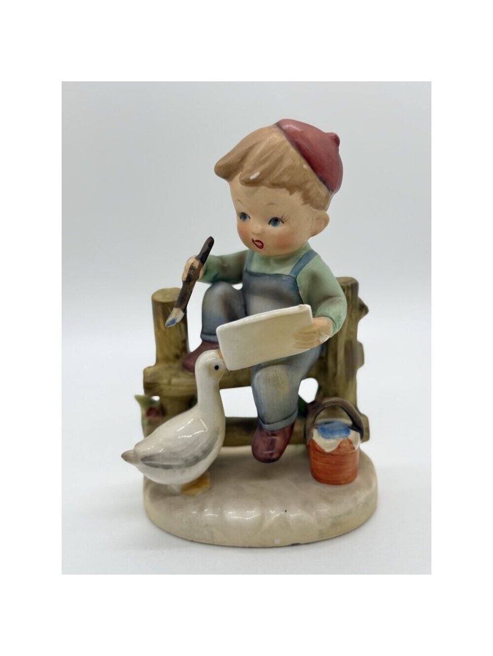 Vintage Erich Stauffer Backyard Harmony Figurine #8213 Boy Goose Hummel Style